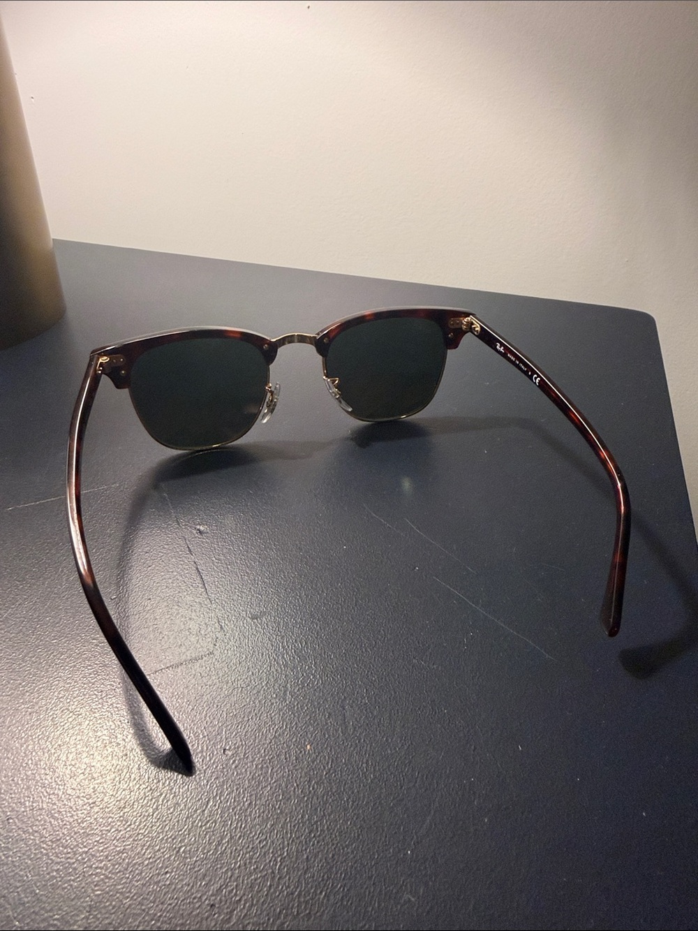 Ray-Ban Clubmaster Sunglasses - Tortoise Frame with Green Lenses - Picture 3 of 4